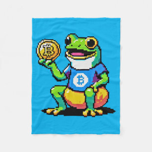 Cobertor De Velo Sapo Crypto - Moeda Digital Engraçada Pixel Art