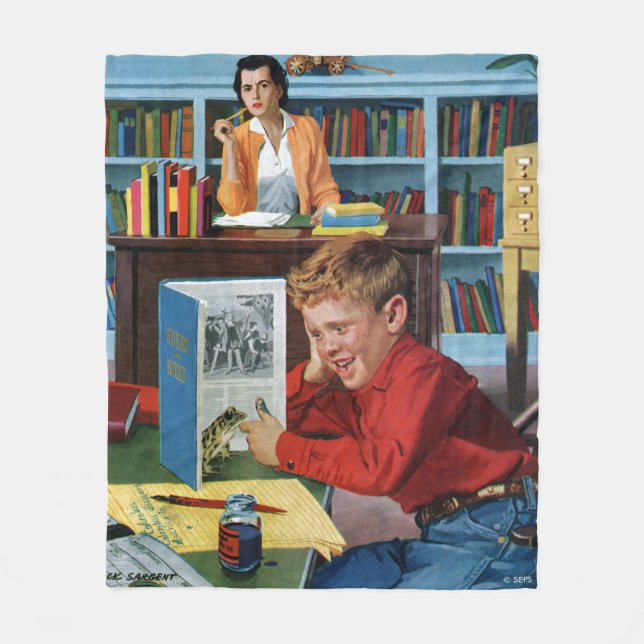 Cobertor De Velo Sapo na Biblioteca (Frente)