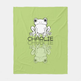 Cobertor De Velo Sapo Verde Fofo Reflexo Doodle Nome Personalizado
