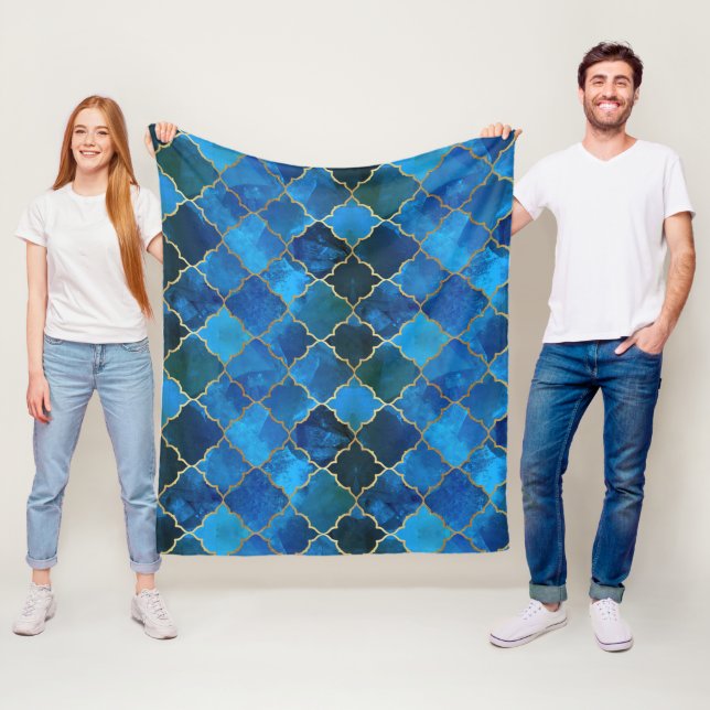 Cobertor De Velo Sapphire Gemstone e Dourado padrão do Azulejo marr (In Situ)