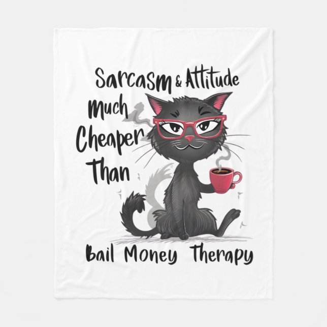 Cobertor De Velo Sarcasm & Attitude Funny Cat Lover Gift  (Frente)