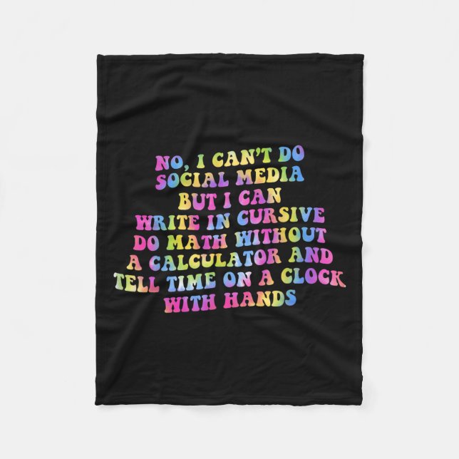Cobertor De Velo Sarcastic I Can't Do Social Media But I Can Write  (Frente)