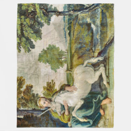 Cobertor De Velo Satin de pintura medieval do Unicórnio colorida