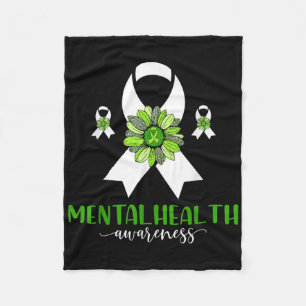 Cobertor De Velo Saúde Mental Consciência Verde Fita Girassol.