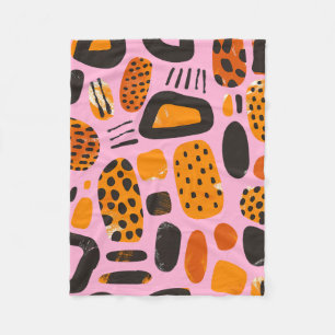 Cobertor De Velo "Savanna Pop: Tribal Vibes em Laranja e Negro"