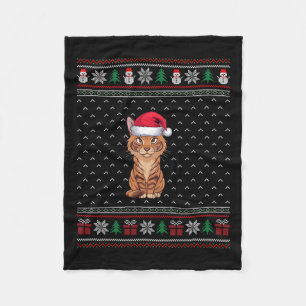 Cobertor De Velo Savannah Cat Vestindo Santa Hat Ugly Xmas Savannah