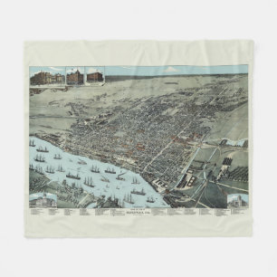 Cobertor De Velo Savannah Georgia 1891 Birds Ver Mapa Vintage