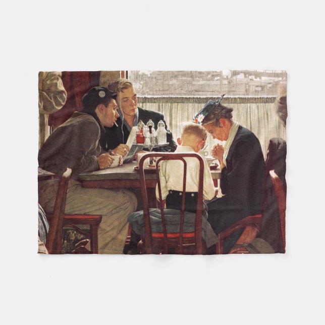 Cobertor De Velo Say Grace por Norman Rockwell (Frente (Horizontal))