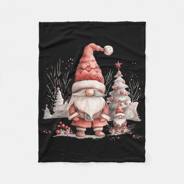 Cobertor De Velo Scandinavian Christmas Gnome Red Berries  (Frente)