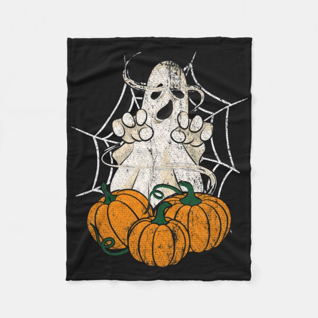 Cobertor De Velo Scareen Halloween Pumpkin Ghoul Spider Cre (Frente)
