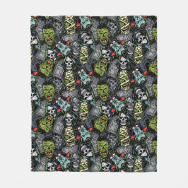 Cobertor De Velo Scary Halloween Monsters Zombies Vampires Mummies