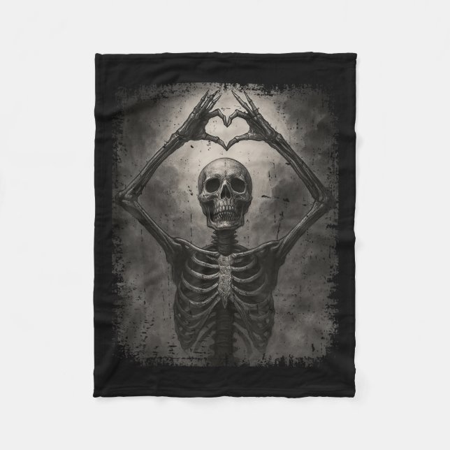 Cobertor De Velo Scary Skeleton Hands Heart Sign Funny Halloween Co (Frente)