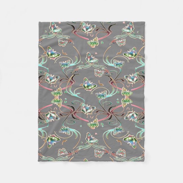Cobertor De Velo Schmetterlinge Verzierungen Grau (Frente)