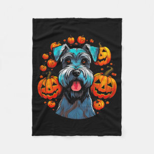 Cobertor De Velo Schnauzer de Halloween Preto Premium Tri-Blend