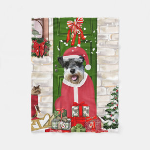 Cobertor De Velo Schnauzer Dog Christmas