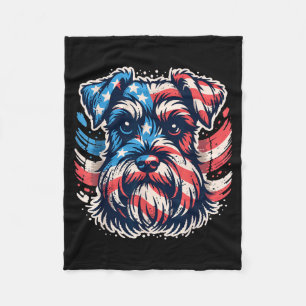 Cobertor De Velo Schnauzer Miniatura Patriótico Bandeira Americana