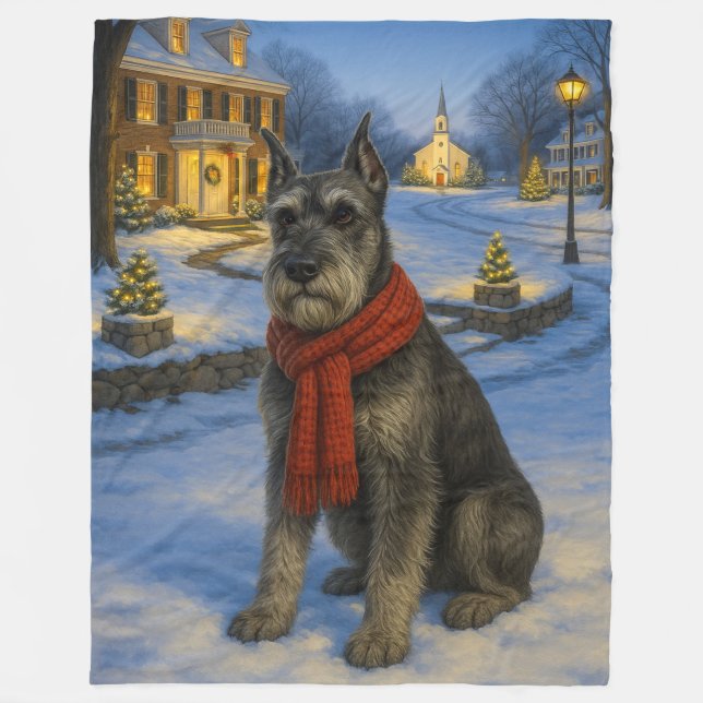 Cobertor De Velo Schnauzer Padrão de Férias (Frente)