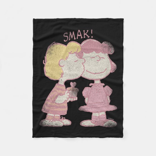 Cobertor De Velo Schroeder &amp; Lucy Valentine's Day Kiss  (Frente)