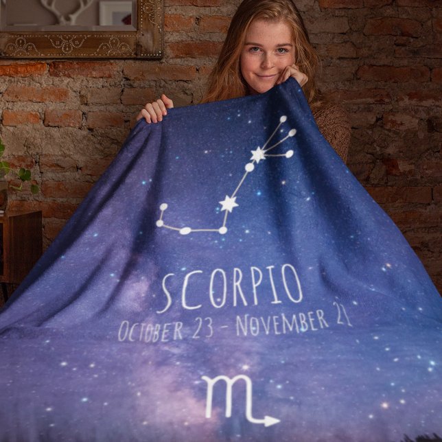 Cobertor De Velo Scorpio | Constelação Zodiac Personalizada (Criador carregado)