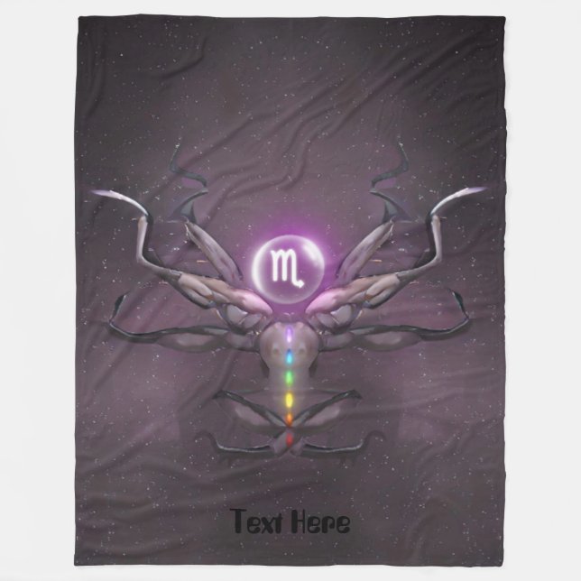 Cobertor De Velo Scorpio Zodiac Sinal Sete Chakras Fleece Blanket (Frente)