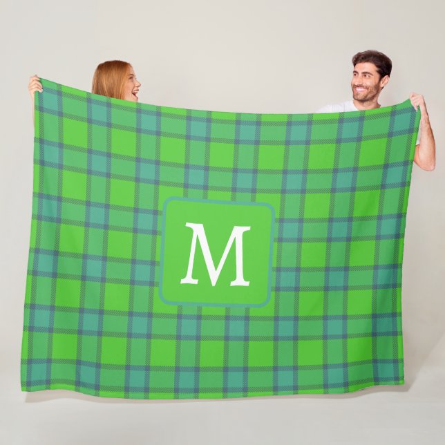Cobertor De Velo Scottish green &blue Plaid monogram (In Situ)