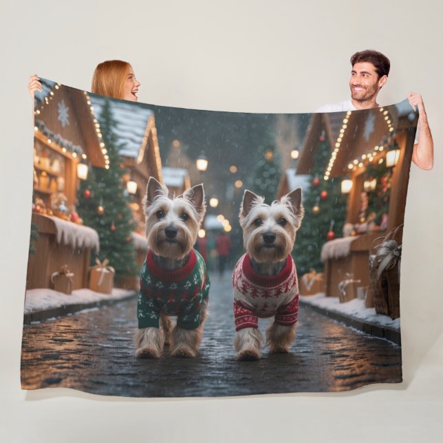 Cobertor De Velo Scottish Terrier Dogs Christmas Snow Holiday (In Situ)