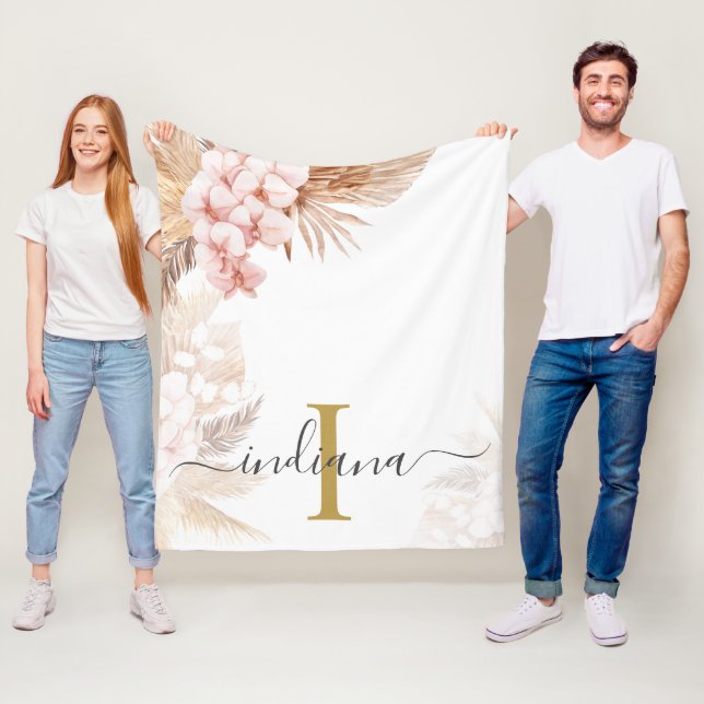 Cobertor De Velo Script de Monograma com Grama das Pampas e Inicial (In Situ)