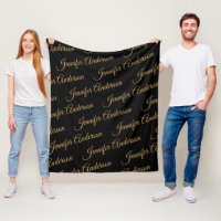 Script de Nome de Repetição Dourado Preto Elegante