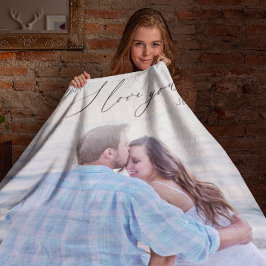 Cobertor De Velo Script Moderno Eu Te Amo Foto Fleece Blanket