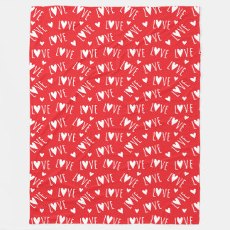 Cobertor De Velo Script Red and White LOVE