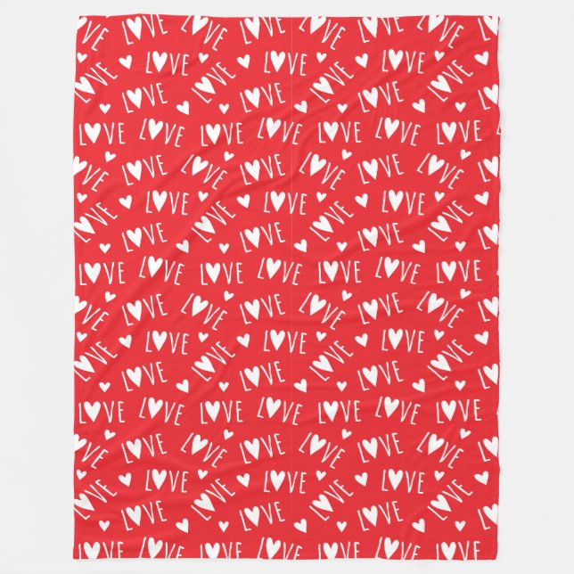 Cobertor De Velo Script Red and White LOVE (Frente)