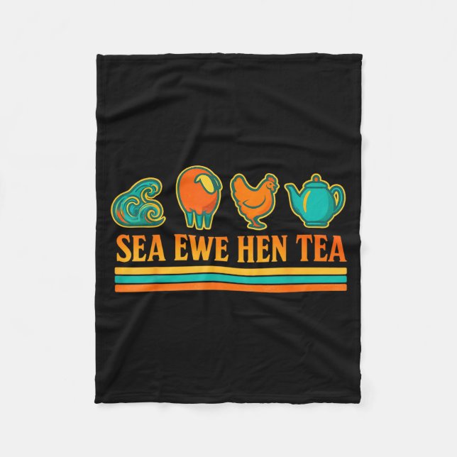 Cobertor De Velo Sea Ewe Hen Tea Funny Pun Saying Retro Style  (Frente)