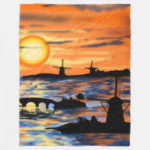 Sea Sunrise Flece Blanket Países Baixos