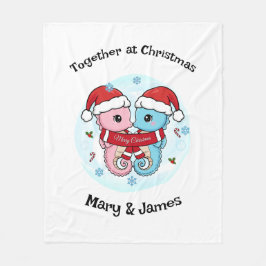 Cobertor De Velo Seahorse Couple Personalized Christmas Blanket