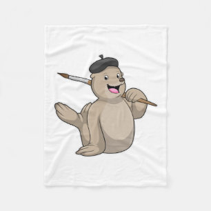 Cobertor De Velo Seal as Painter with Paint brush