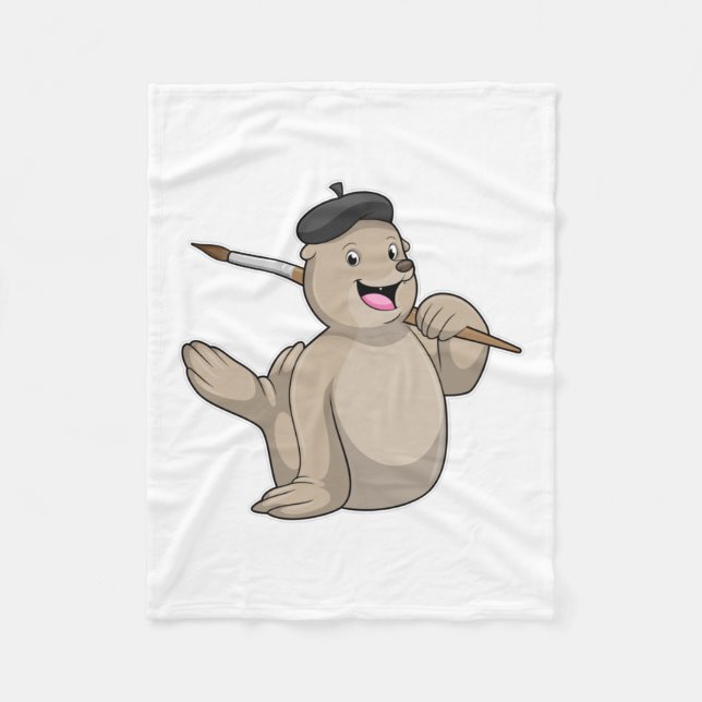 Cobertor De Velo Seal as Painter with Paint brush (Frente)