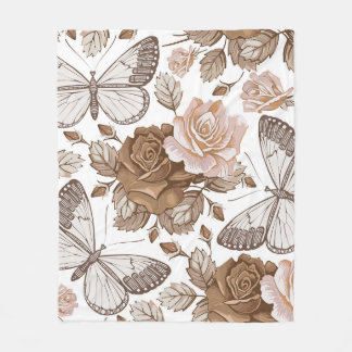 Cobertor De Velo Seamless Butterflies moths insect fly. Flowers pat