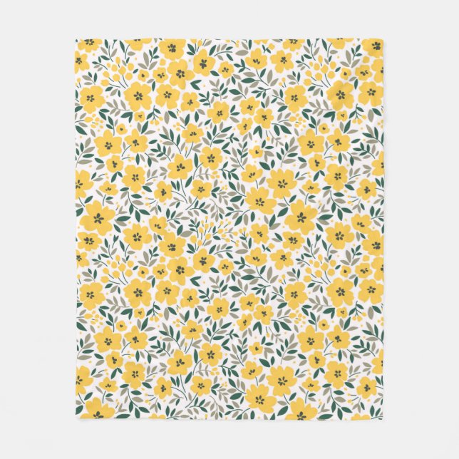 Cobertor De Velo Seamless floral pattern,  Small yellow flowers. Wh (Frente)