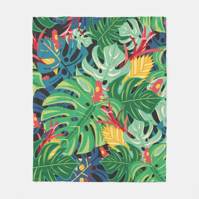 Cobertor De Velo Seamless graphic pattern with leaves monstera and  (Frente)