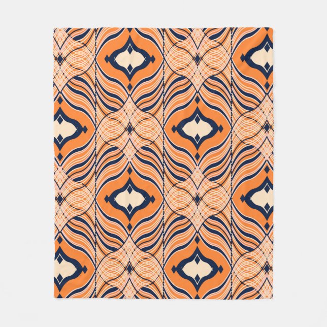 Cobertor De Velo Seamless Oriental pattern, black, orange ornament. (Frente)