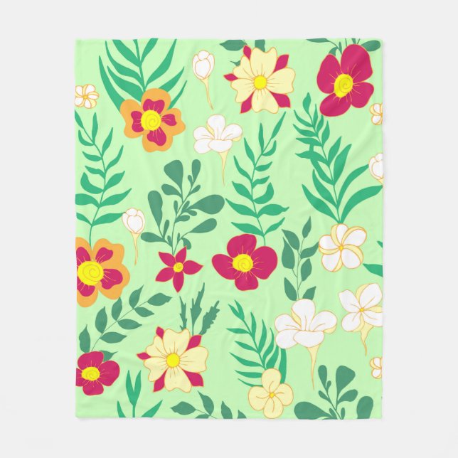 Cobertor De Velo Seamless pattern flower and leaveshome decor, back (Frente)