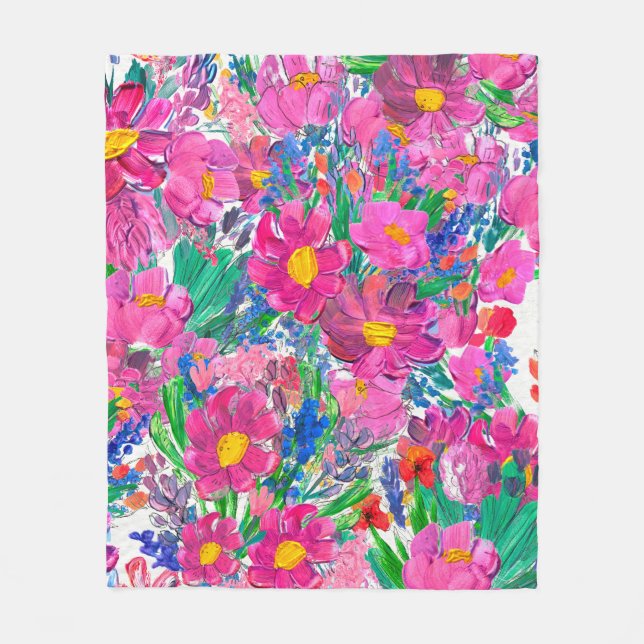 Cobertor De Velo Seamless pattern with Beautiful flowers. Watercolo (Frente)