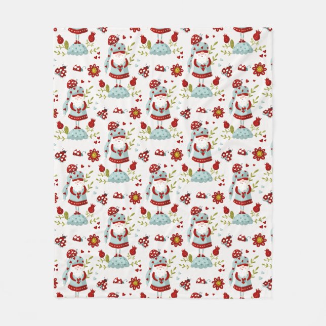 Cobertor De Velo Seamless Valentine Pattern Christmas Santa, flower (Frente)