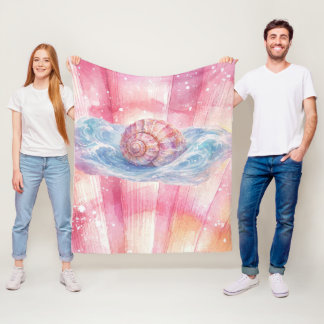 Cobertor De Velo Seashell Wave Fleece Blanket – Coastal Ocean Art