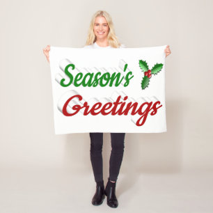 Cobertor De Velo Seasons Saudações Holly Natal - Escrito verde