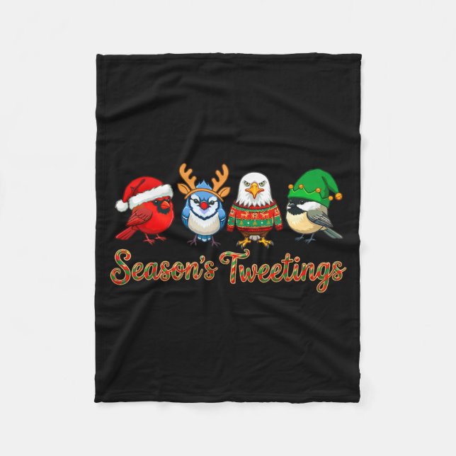 Cobertor De Velo Season's Tweetings Funny Christmas Birdwatcher Squ (Frente)