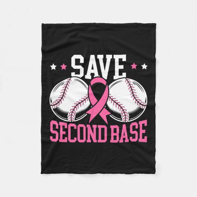 Cobertor De Velo segundo Base Baseball Player Cancer Mama Consciênc (Frente)