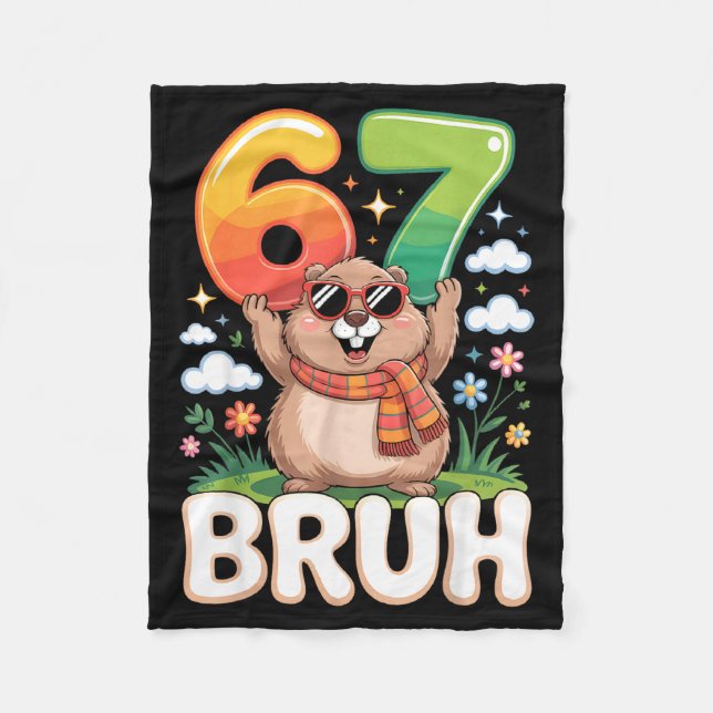 Cobertor De Velo Seis Sete 67 Bruh Groundhog Engraçado 6 7 Meme Men (Frente)