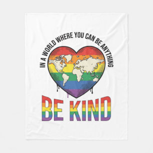 Cobertor De Velo Seja Gentil Mundo Coração Arco-Íris Camiseta Vecto