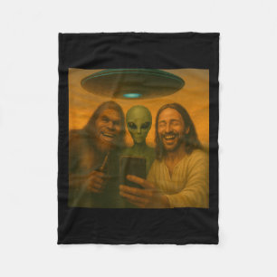 Cobertor De Velo Selfie Bigfoot Jesus Alienígena - Sasquas Criptid